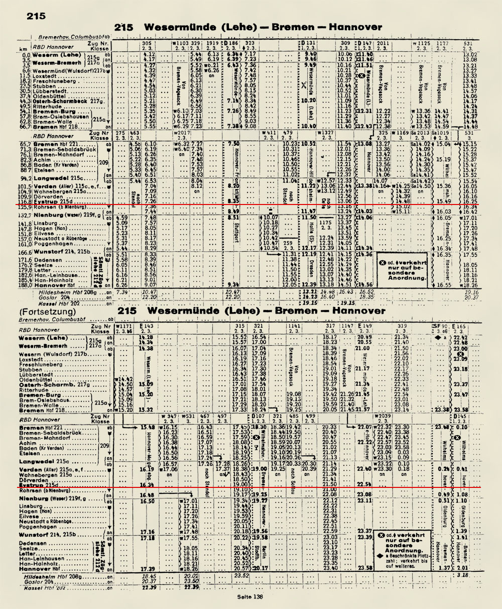 Fahrplanauszug aus dem amtlichen Kursbuch der Deutschen Reichsbahn Winter 1940-1941