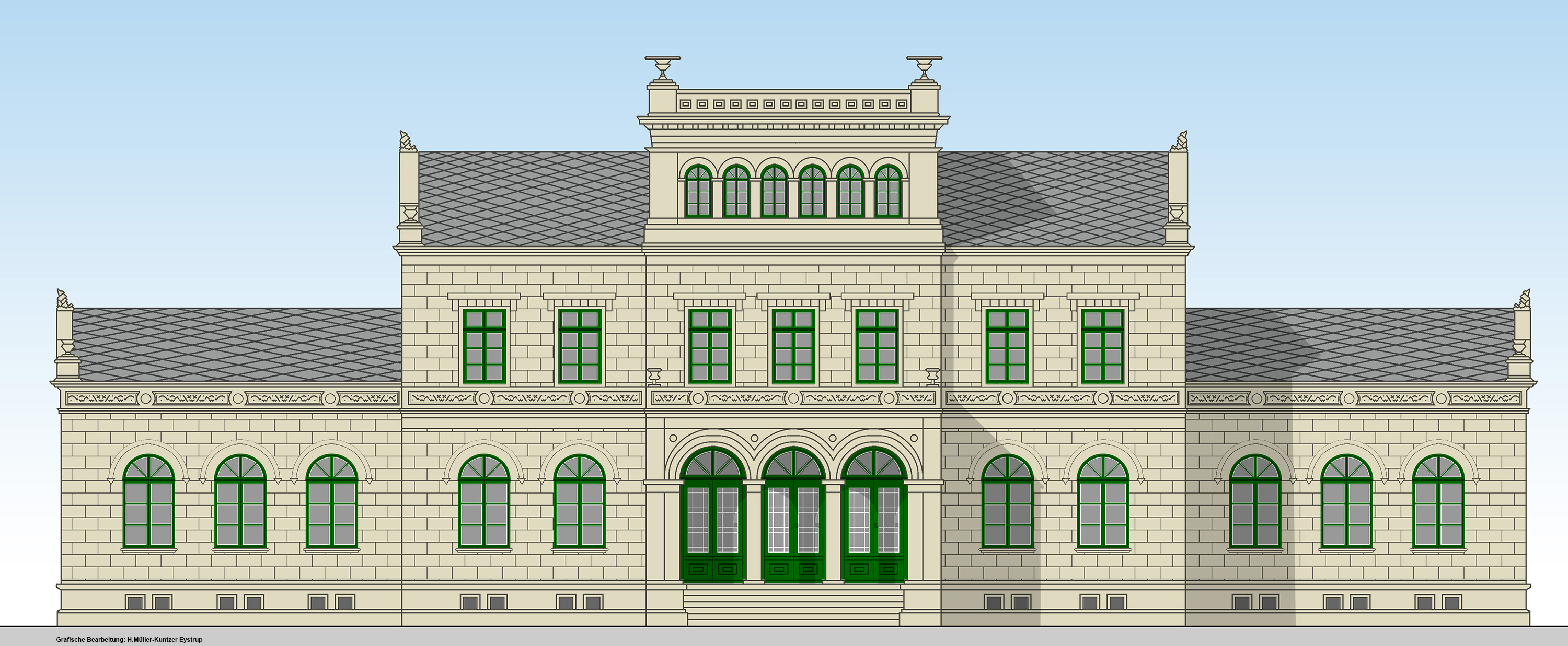 Entwurf des Nieburger Empfangsgebäudes